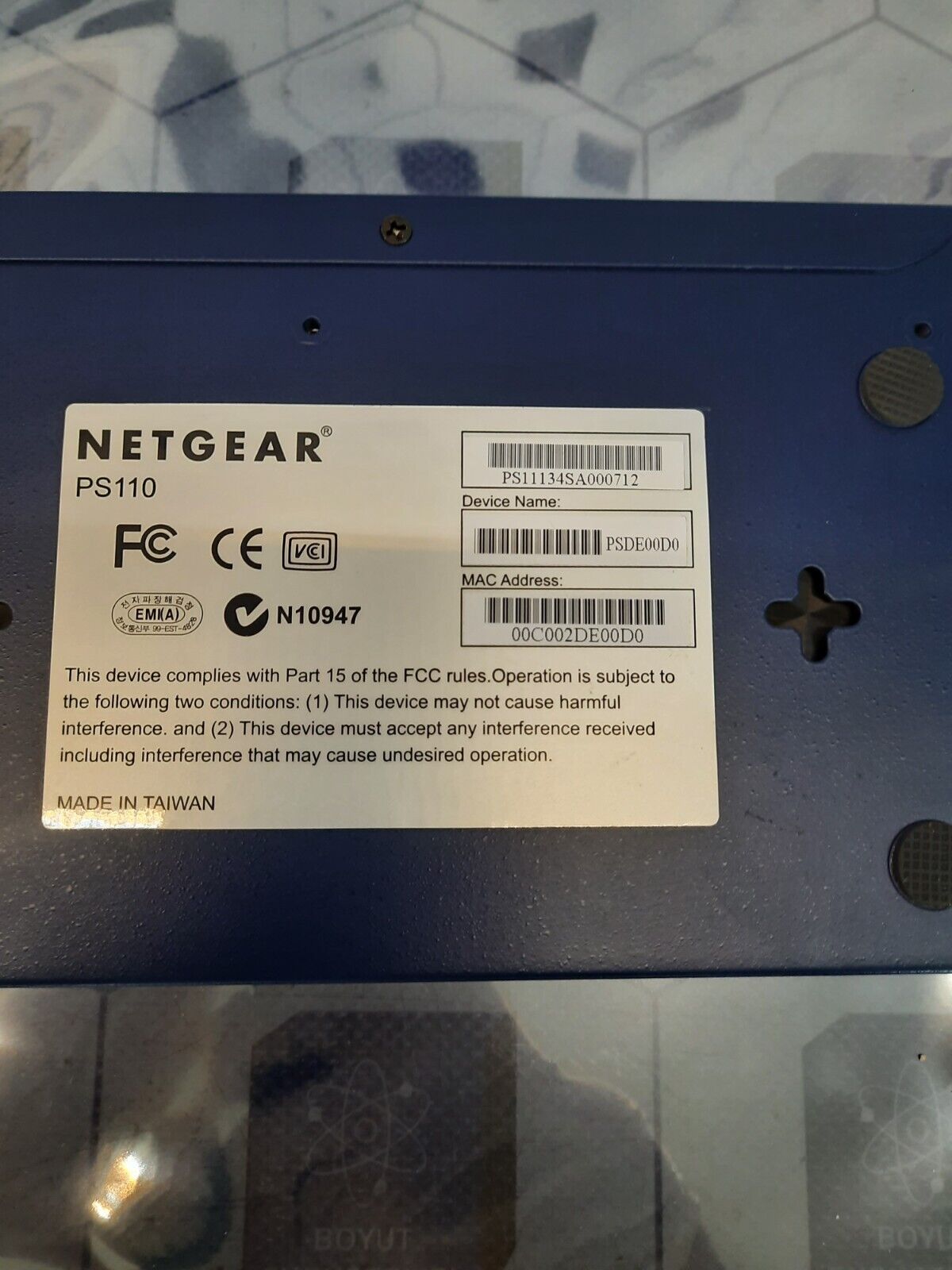 Netgear PS110 10/100 Mbps 2 Port Print Server w/ Adapter