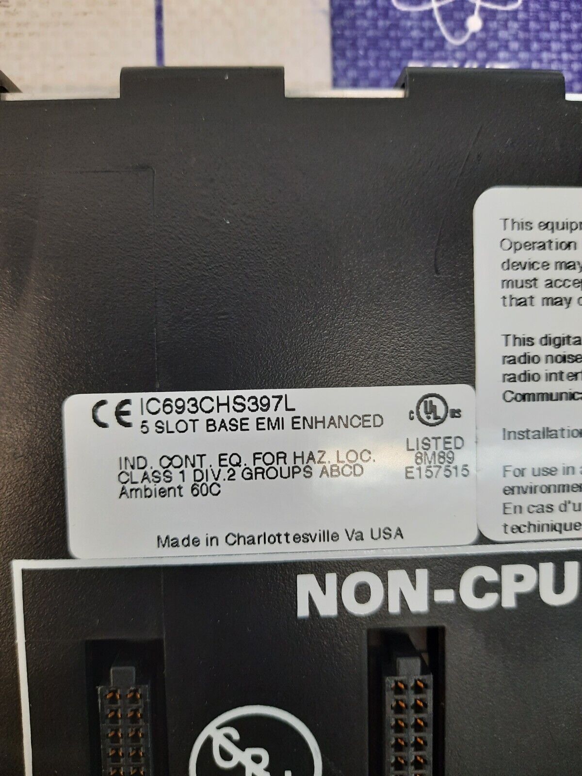 GE FANUC IC693CHS397L PROGRAMMABLE CONTROLLER BASE 5-SLOT