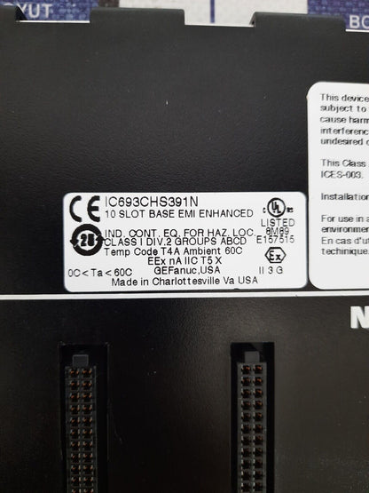GE Fanuc IC693CHS391N 10-Slot EMI Enhanced Baseplate