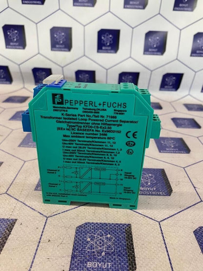 PEPPERL+FUCHS KFD0-CS-EX2-50 71988 K SERIES TRANSFORMER ISOLATED LOOP POWERED