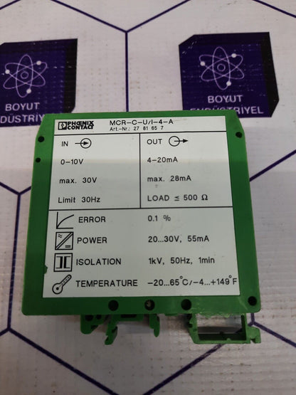 PHOENİX CONTACT MCR-C-U/I-4-A(Art Nr:2781657) Isolated Sıgnal Converter