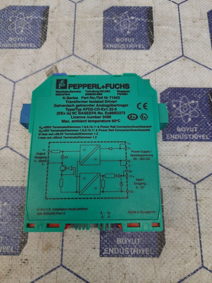 PEPPERL +FUCHS K-Serıes KFD2-CD-Ex1.32-5 Transformer Isolated Drıver