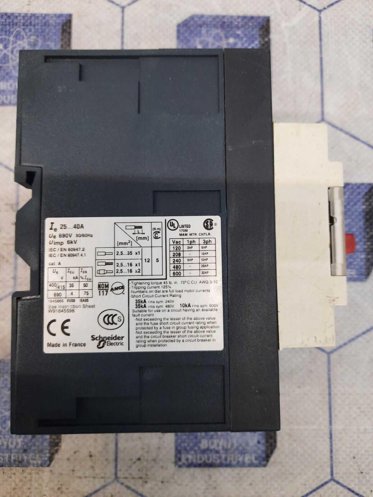 TELEMECANIQUE GV3ME40/25-40A Motor Circuit Breaker