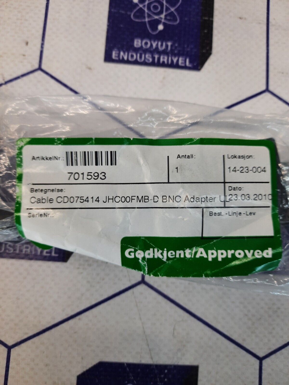 CABLE CD075414 JHC00FMB-D BNC ADAPTER