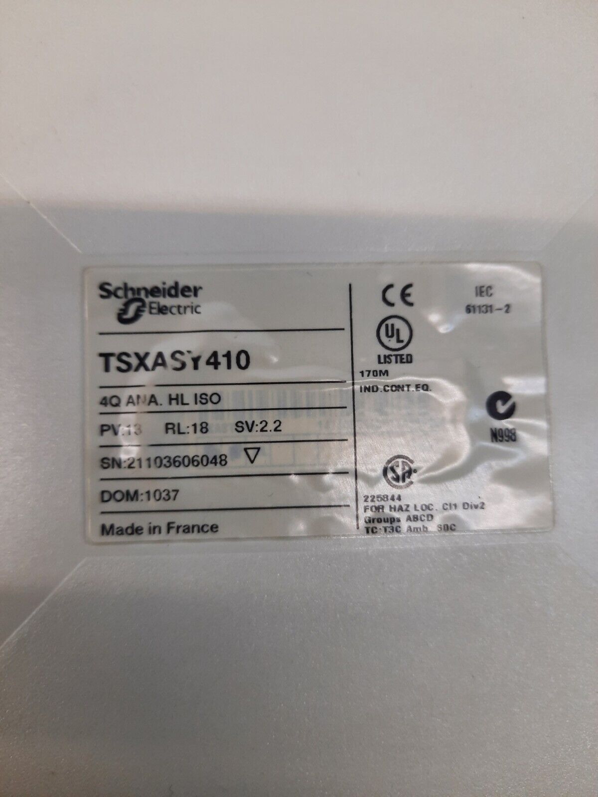 SCHNEIDER ELECTRIC TSXASY410 4 ISOLATED ANALOG OUTPUT
