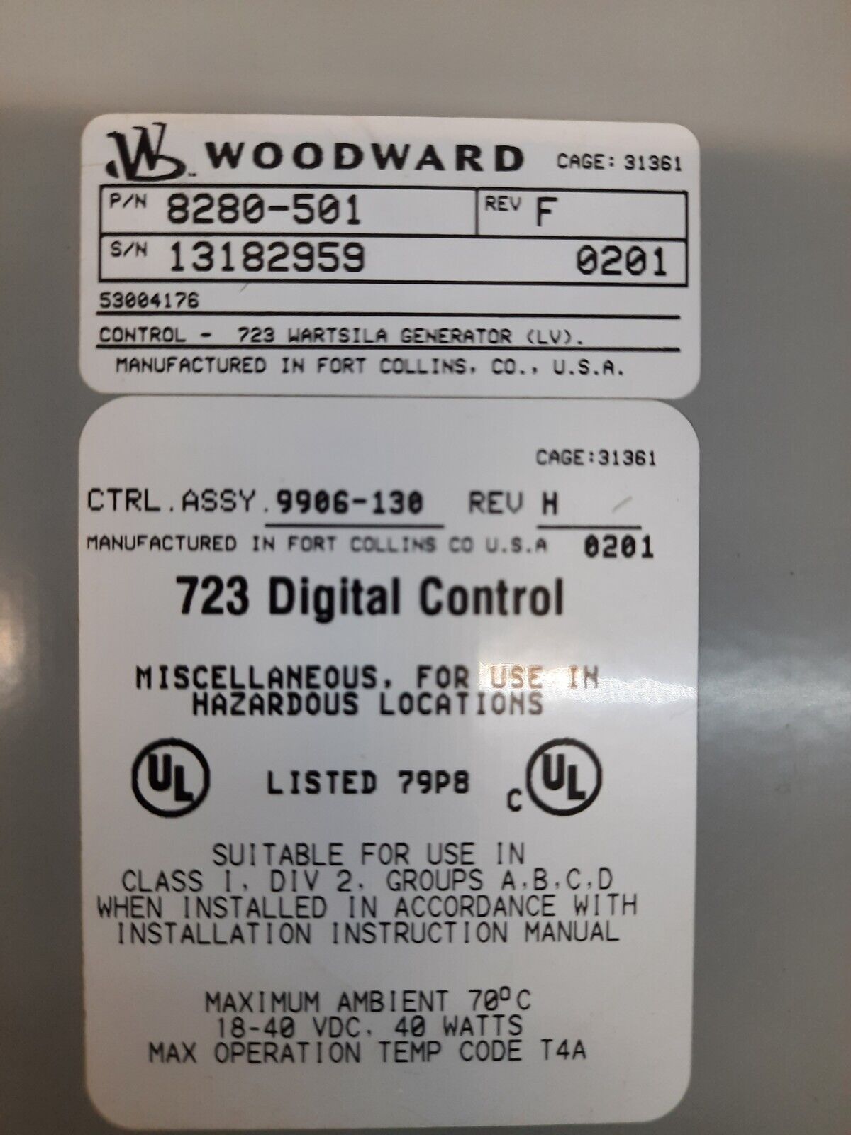 Woodward 8280-501 Rev.F 723 Digital Control 9906-130