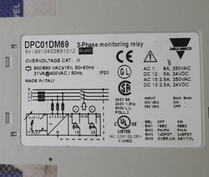 Carlo Gavazzi DPC01DM69 3-Phase monitoring relay