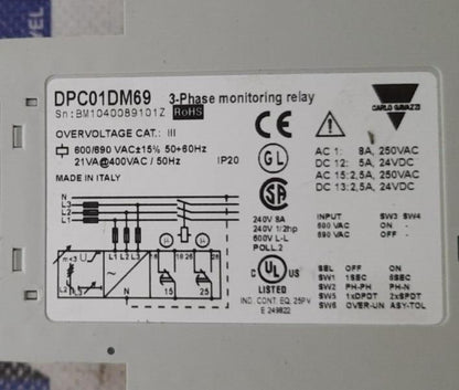 Carlo Gavazzi DPC01DM69 3-Phase monitoring relay