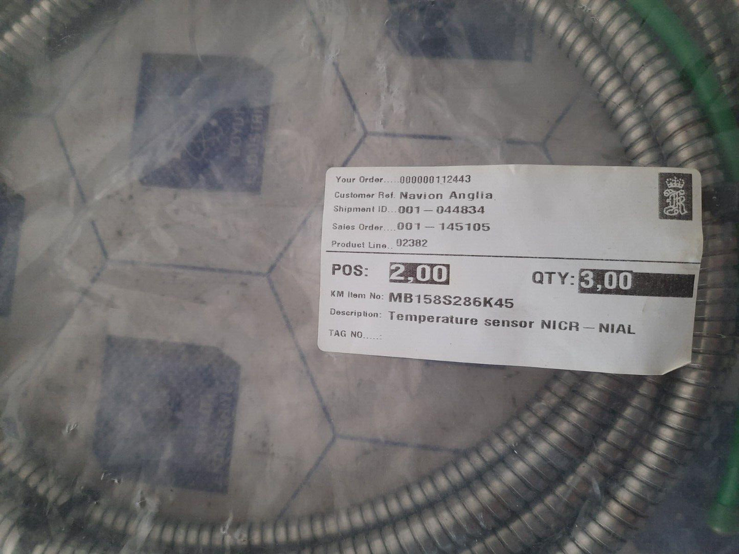 KONGSBERG MB158S286K45 TEMPERATURE SENSOR