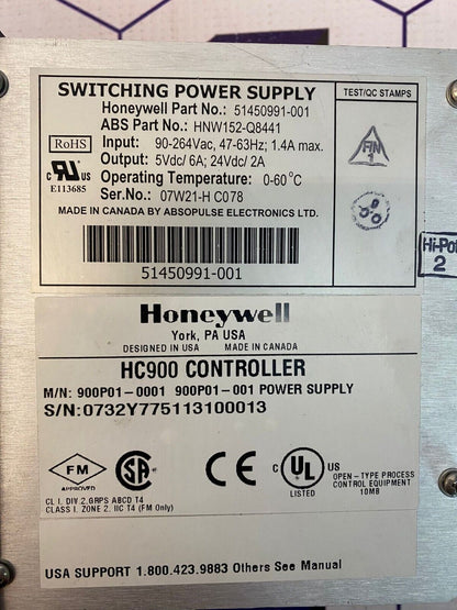 Honeywell HC900 Controller 900P01-0001 Power Supply
