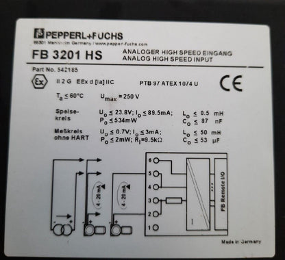 PEPPERL+FUCHS FB 3201 HS ANALOG HIGH SPEED INPUT