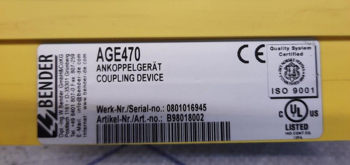 BENDER AGE470 COUPLING DEVICE