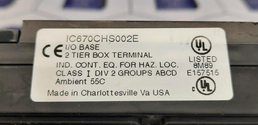 GE FANUC IC670CHS002E I/O BASE 2 TIER BOX TERMINAL