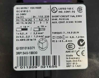 Siemens Sirius 3RP1540-1BB30 Time Delay Relay