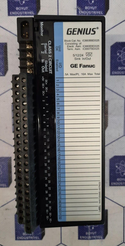 GE FANUC IC660BBD025V GENIUS 32PT SINK 5/12/24VDC BLOCK