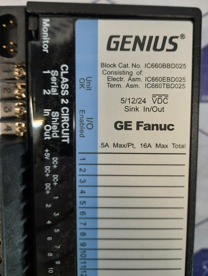 GE FANUC IC660BBD025V GENIUS 32PT SINK 5/12/24VDC BLOCK