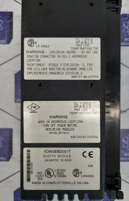GE FANUC IC660BBD021X / IC660BBD021T GENIUS 16PT SINK 24/48VDCBLOCK
