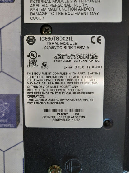 GE FANUC IC660BBD021X / IC660BBD021T GENIUS 16PT SINK 24/48VDCBLOCK