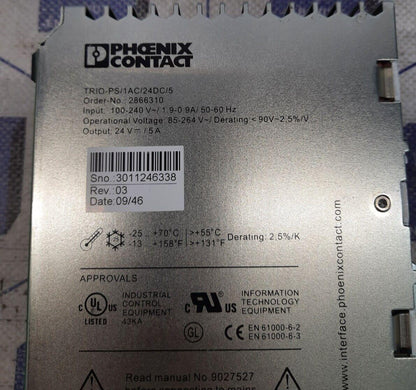 PHOENIX CONTACT TRIO-PS/1AC/24DC/5 - 2866310 POWER SUPPLY MODULE