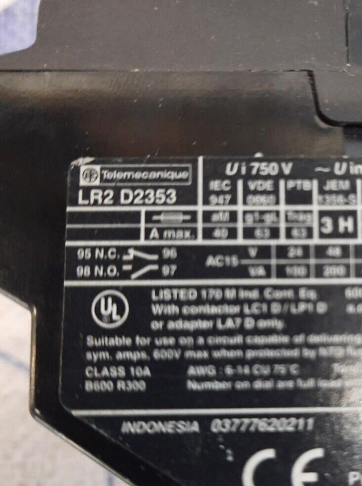 TELEMECANIQUE LR2 D2353 THERMAL OVERLOAD RELAY