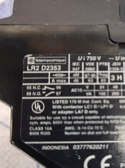 TELEMECANIQUE LR2 D2353 THERMAL OVERLOAD RELAY