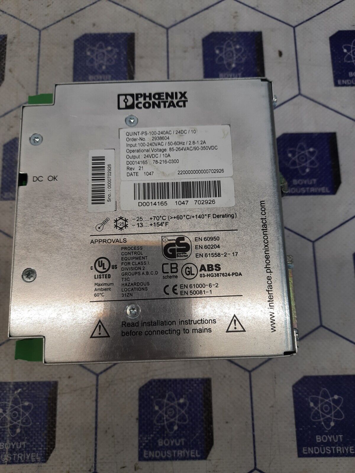 Phoenix Contact 2938604 QUINT Power Supply 10A - 24V DC