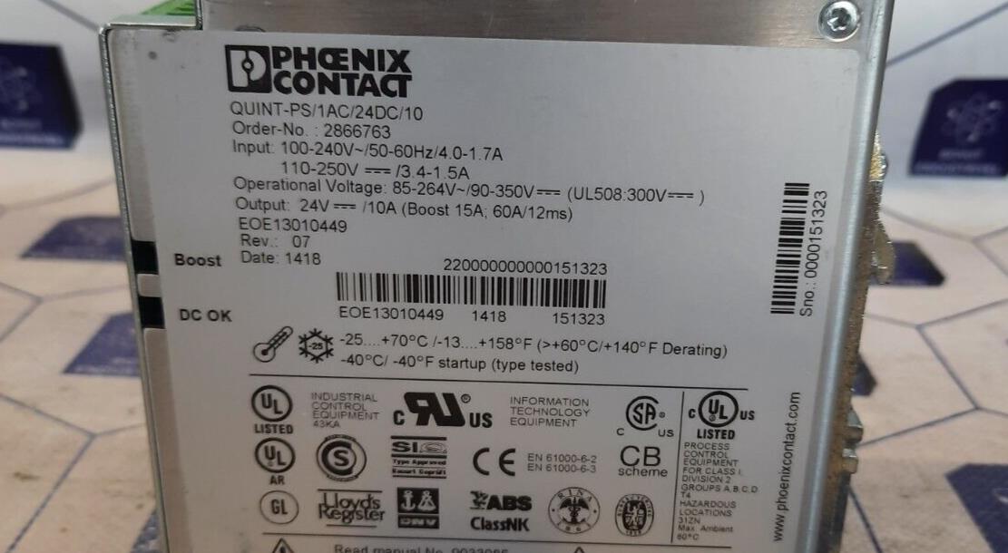 PHOENIX CONTACT QUINT-PS-100-240AC/24DC/10 - 2866763 POWER SUPPLY