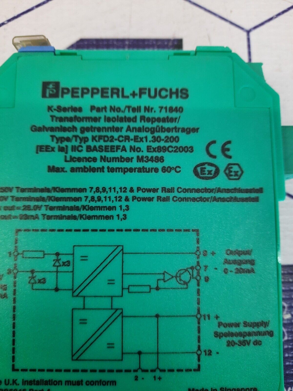 PEPPERL +FUCHS K-SERIES KFD2-CR-Ex1.30-200 PART NO 71840