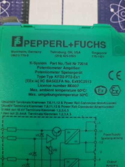 Pepperl+Fuchs KFD2-PT2-Ex1 K-System PART NO:72018