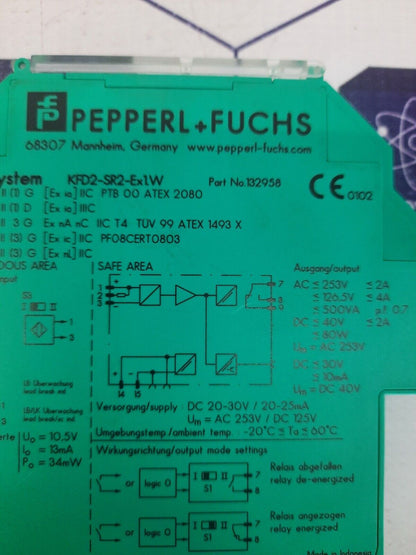 PEPPERL+FUCHS K-System KFD2-SR2-Ex1.W PART NO 132958