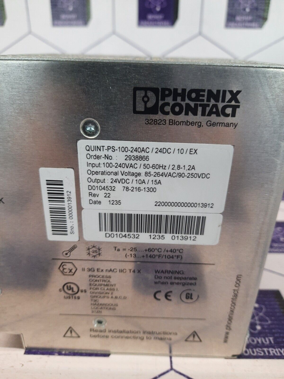 PHOENIX CONTACT QUINT-PS-100-240 AC/24DC/10/EX (2938866)