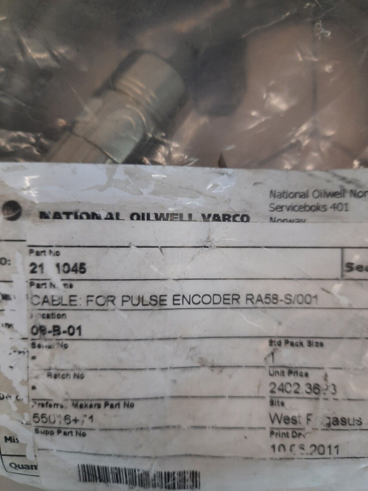 NATIONAL OILWELL VARCO RA58-S/001 CABLE FOR PULSE ENCODER
