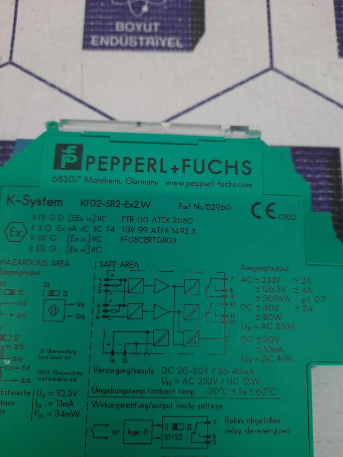 PEPPERL +FUCHS K-SYSTEM KFD2-SR2-Ex2.W PART NO: 132960