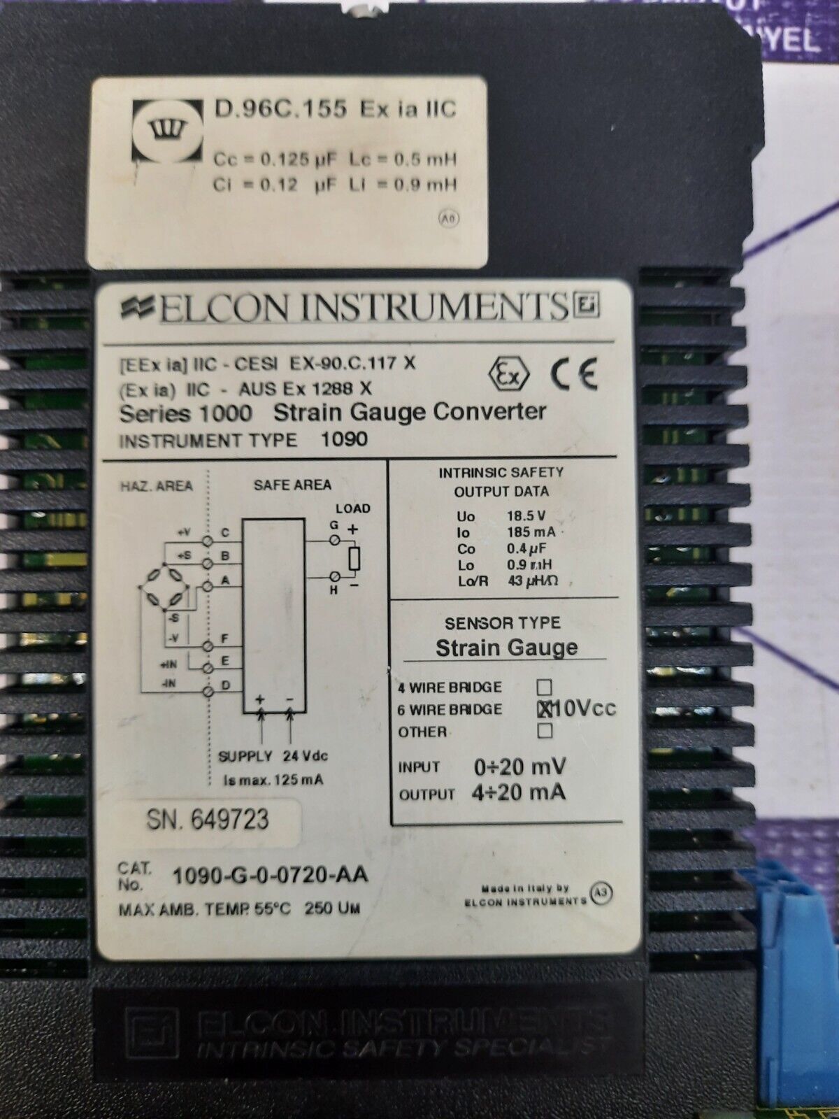 ELCON 1090-G-0-0720-AA SERIES 1000 Strain Gauge Converter