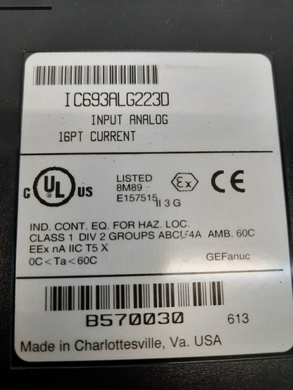GE FANUC IC693ALG223D INPUT ANALOG MODULE