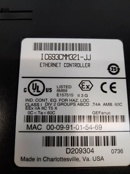GE FANUC IC693CMM321-JJ ETHERNET MODULE