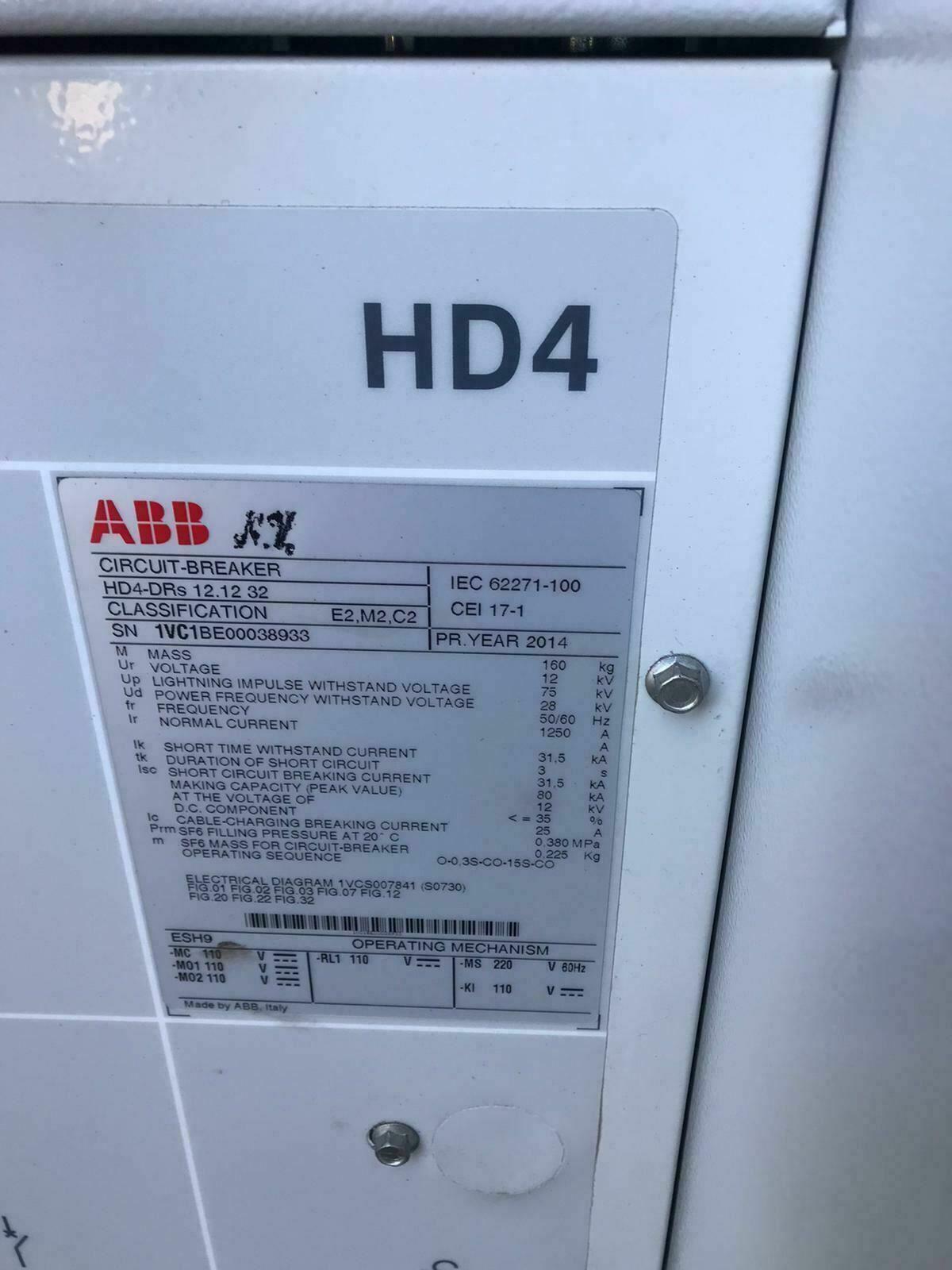 ABB HD4 12.12.32 1vcf347111r0451 SF6 12.16.32 Medium Voltage Gas in Breaker