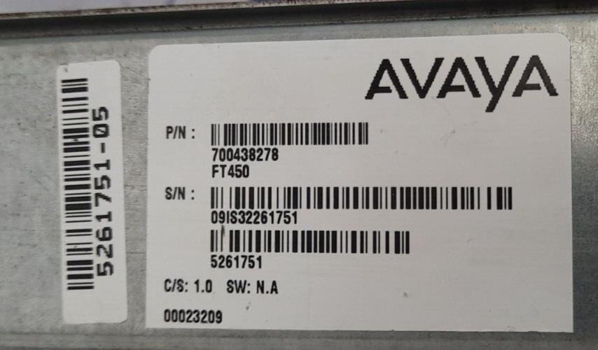 AVAYA 281-492-0206 / FT450 /700438278 SHAMRACK FOR SERVICE CALL