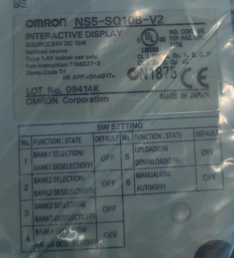 OMRON NS5-SQ10B-V2 INTERACTIVE DISPLEY