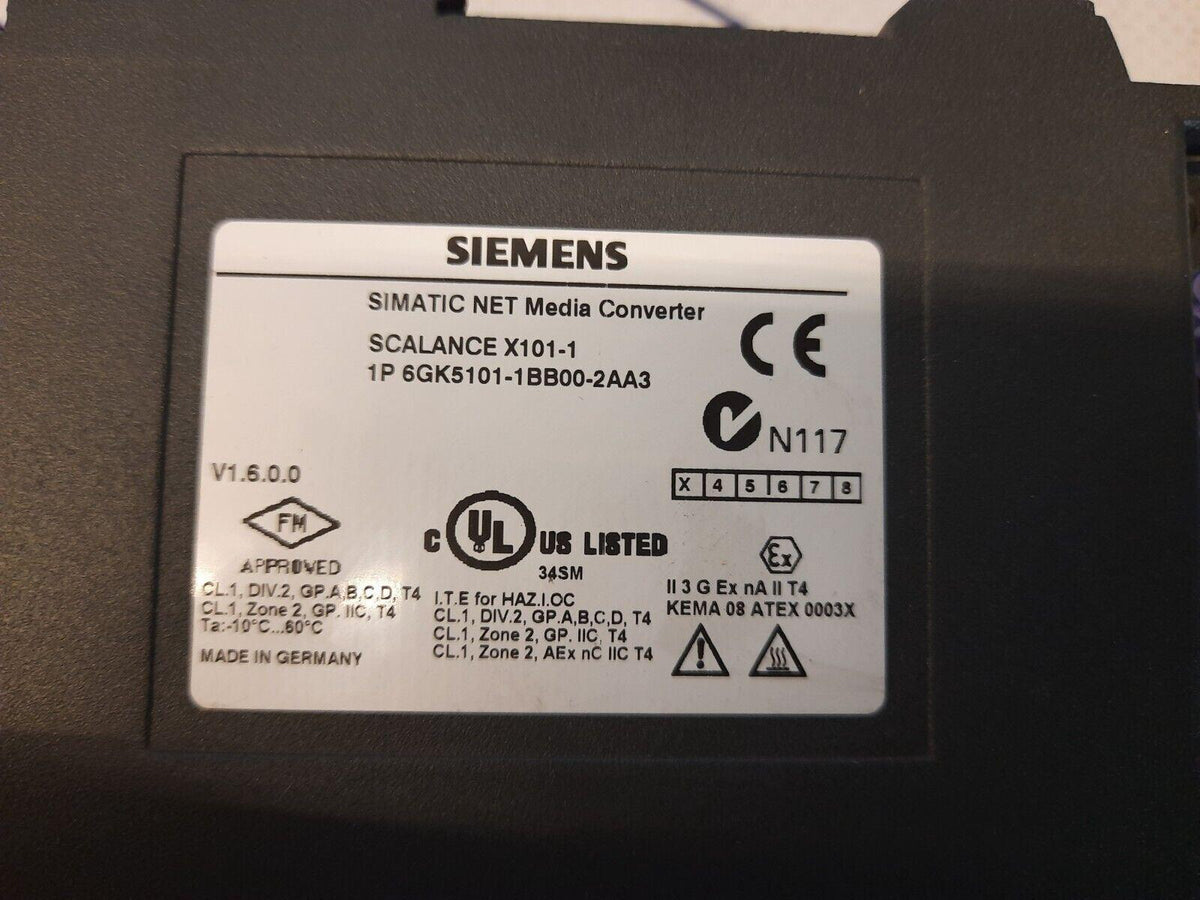 SIEMENS 6GK5101-1BB00-2AA3 SIMATIC NET MEDIA CONVERTER  SCALANCE X101-1