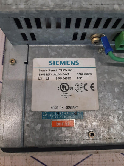 SIEMENS 6AV3627-1QL00-0AX0 TOUCHSCREEN TP27-10''