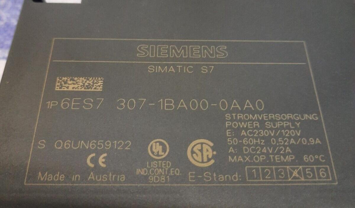 Siemens SIMATIC S7 1P 6ES7 307-1BA00-0AA0 Power Supply Module