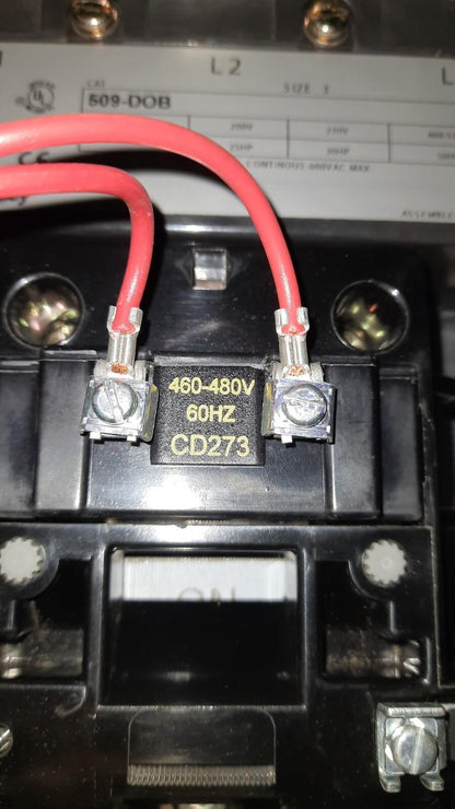 Allen-Bradley 509-DOB MOTOR STARTER 460-480 V / 60 Hz with 595-A Aux contact