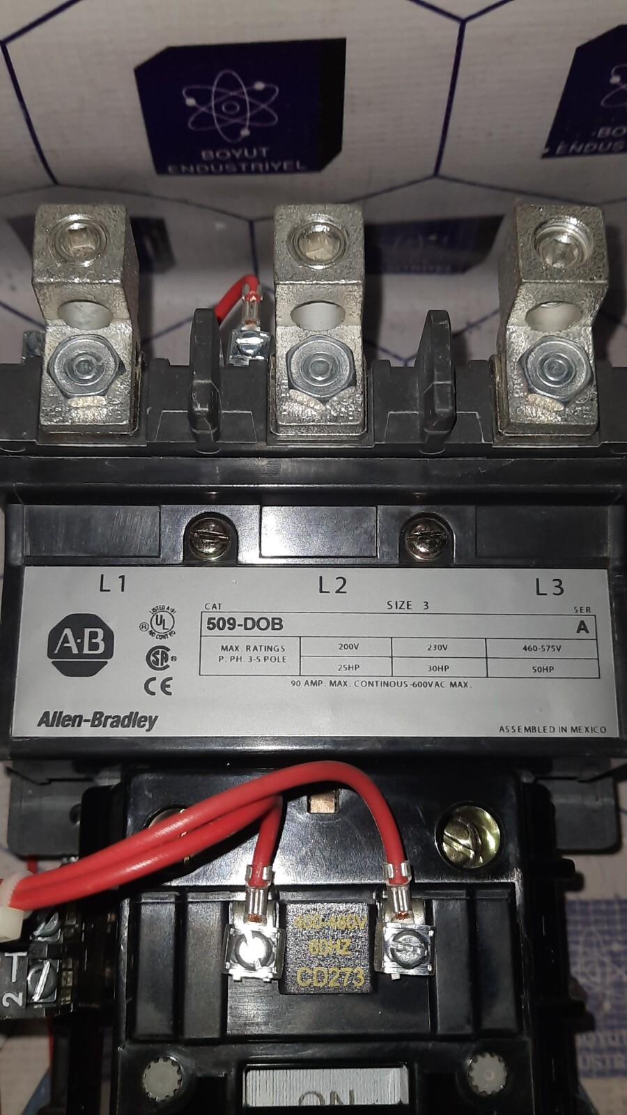 Allen-Bradley 509-DOB MOTOR STARTER 460-480 V / 60 Hz with 595-A Aux contact
