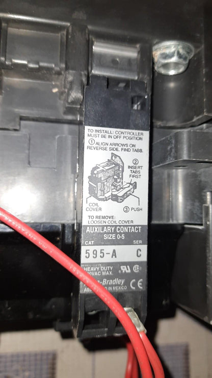 Allen-Bradley 509-DOB MOTOR STARTER 460-480 V / 60 Hz with 595-A Aux contact