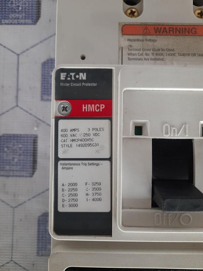 EATON Motor Circuit Protector Cutler Hammer HMCP400X5C IEC 60947 1492D95G31