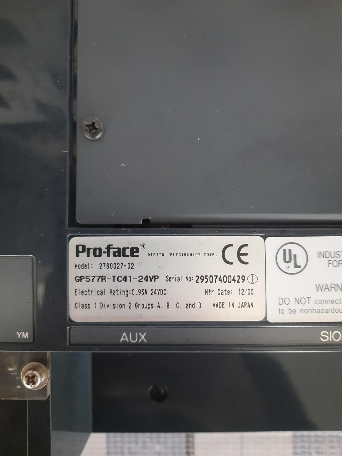 GE Fanuc Total Control QUICKPANEL Pro-Face GP577R-TC41-24VP 2780027-02