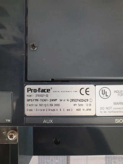 GE Fanuc Total Control QUICKPANEL Pro-Face GP577R-TC41-24VP 2780027-02