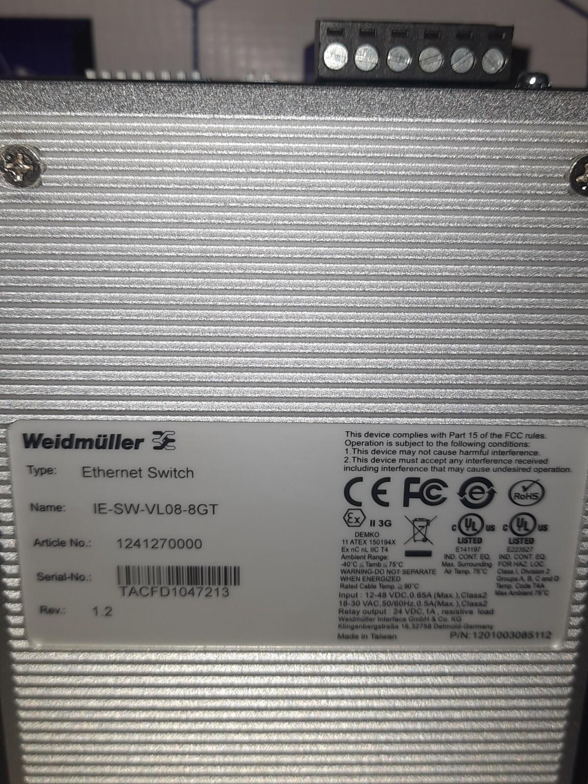 Weidmüller Gigabit Ethernet Switch IE-SW-VL08-8GT