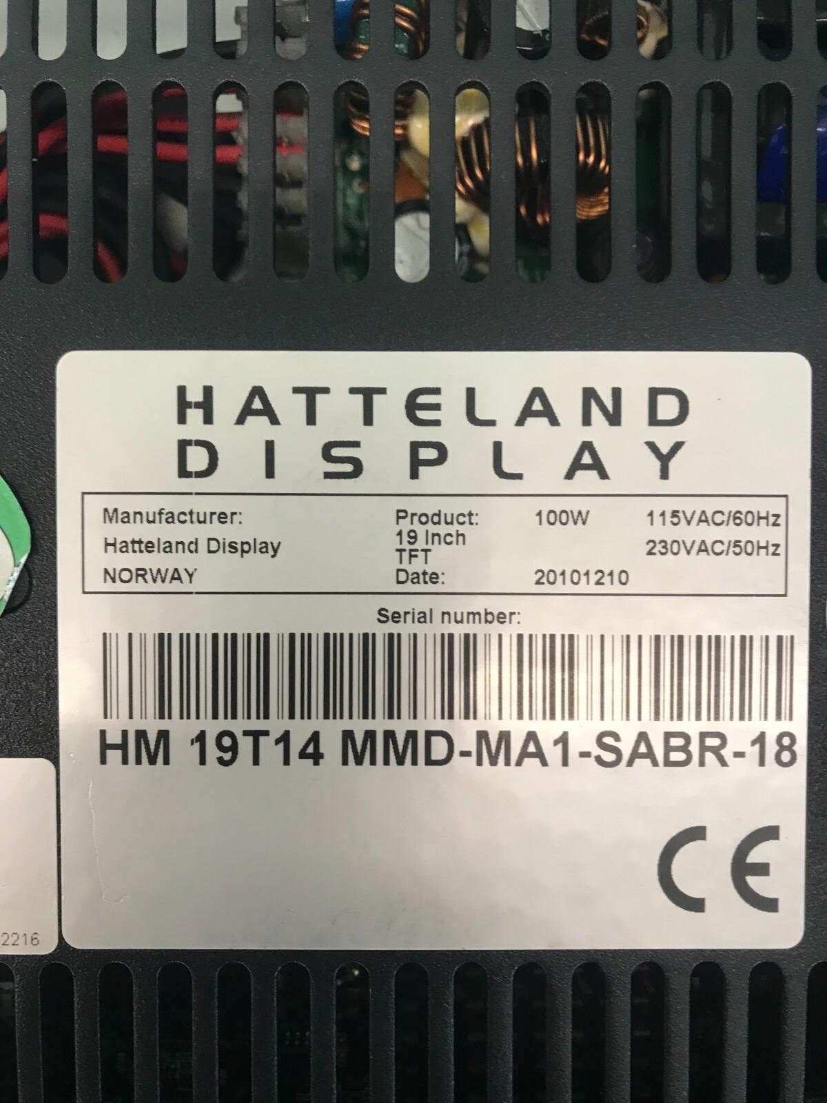 KONGSBERG HATTELAND DISPLAY TOUCH SCREEN HM 19T14 MMD-MA1-SABR-18 VSD100564-2216